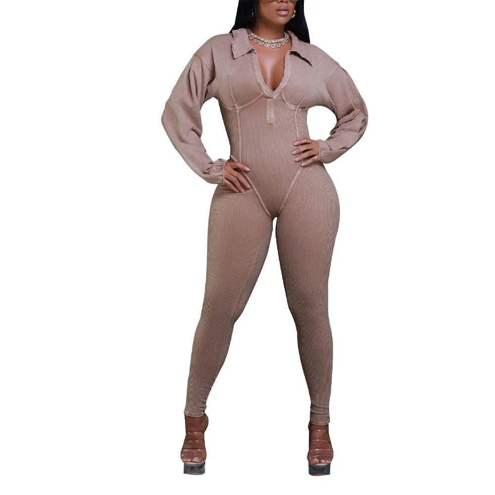 LovelyRLovely Women's V-neck Gigot Sleeve Jumpsuit