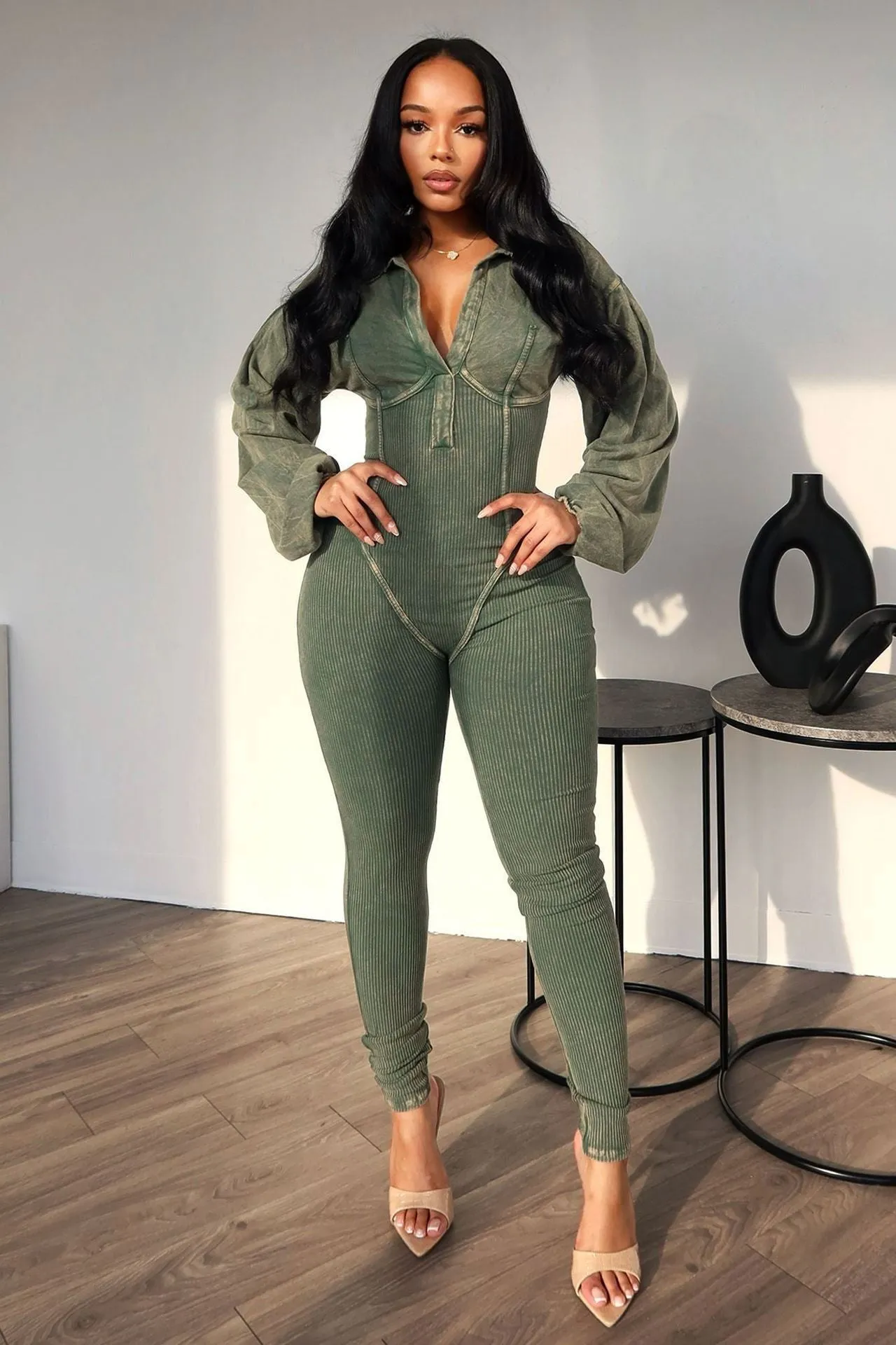 LovelyRLovely Women's V-neck Gigot Sleeve Jumpsuit