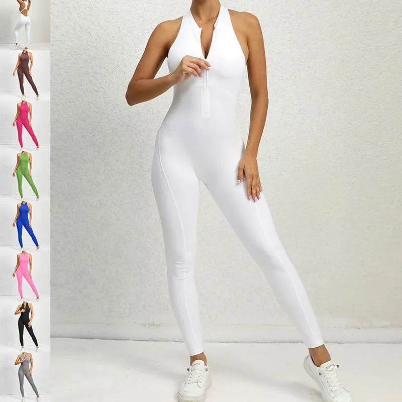 LovelyRLovely Zippered Yoga Jumpsuit