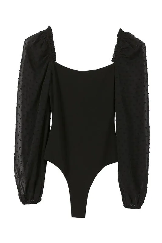 LS shirring sleeve bodysuit