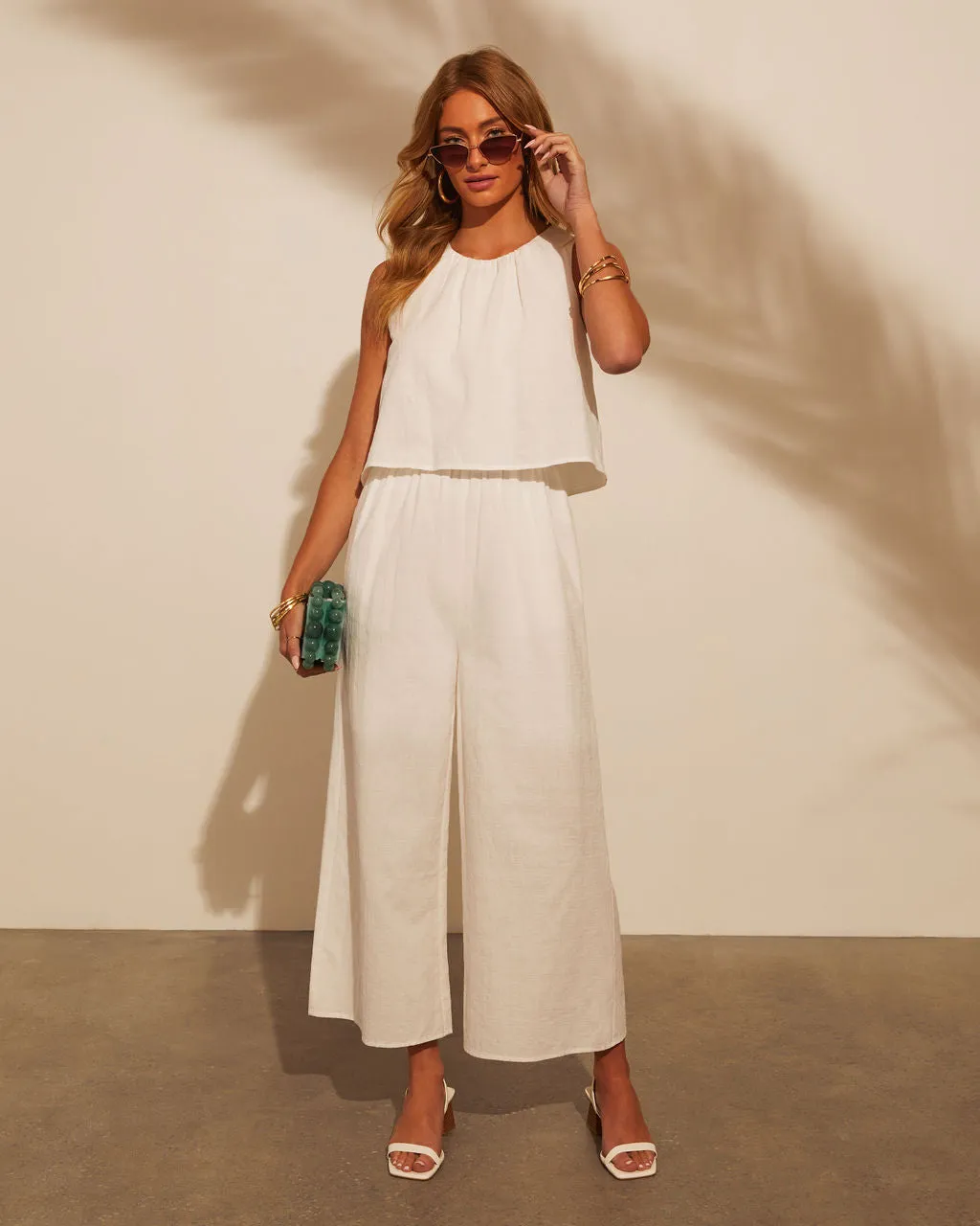 Mae Linen Layered Pocketed Jumpsuit