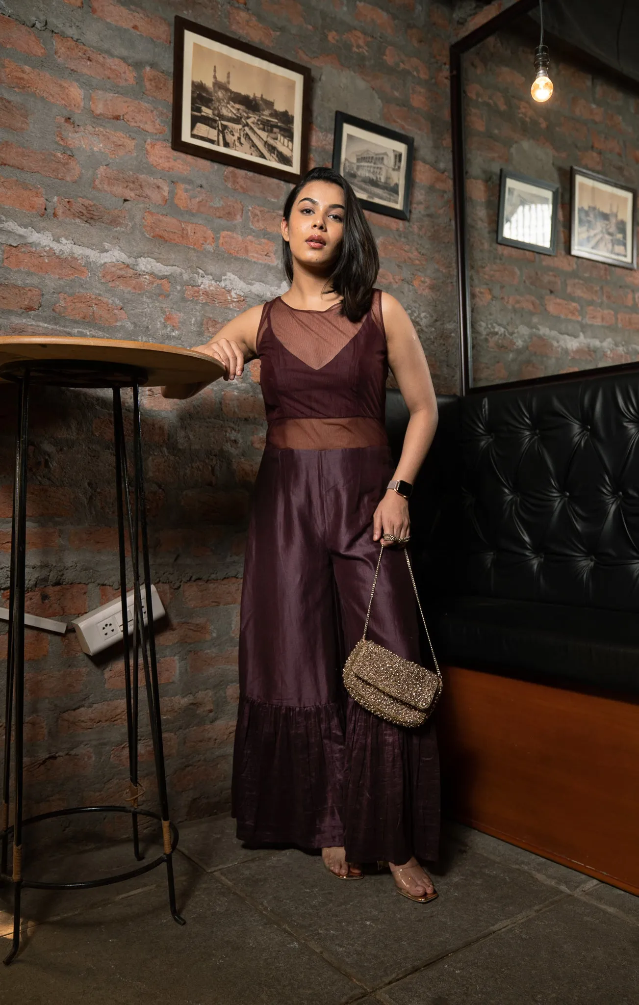 Mahogany Sheer Jumpsuit