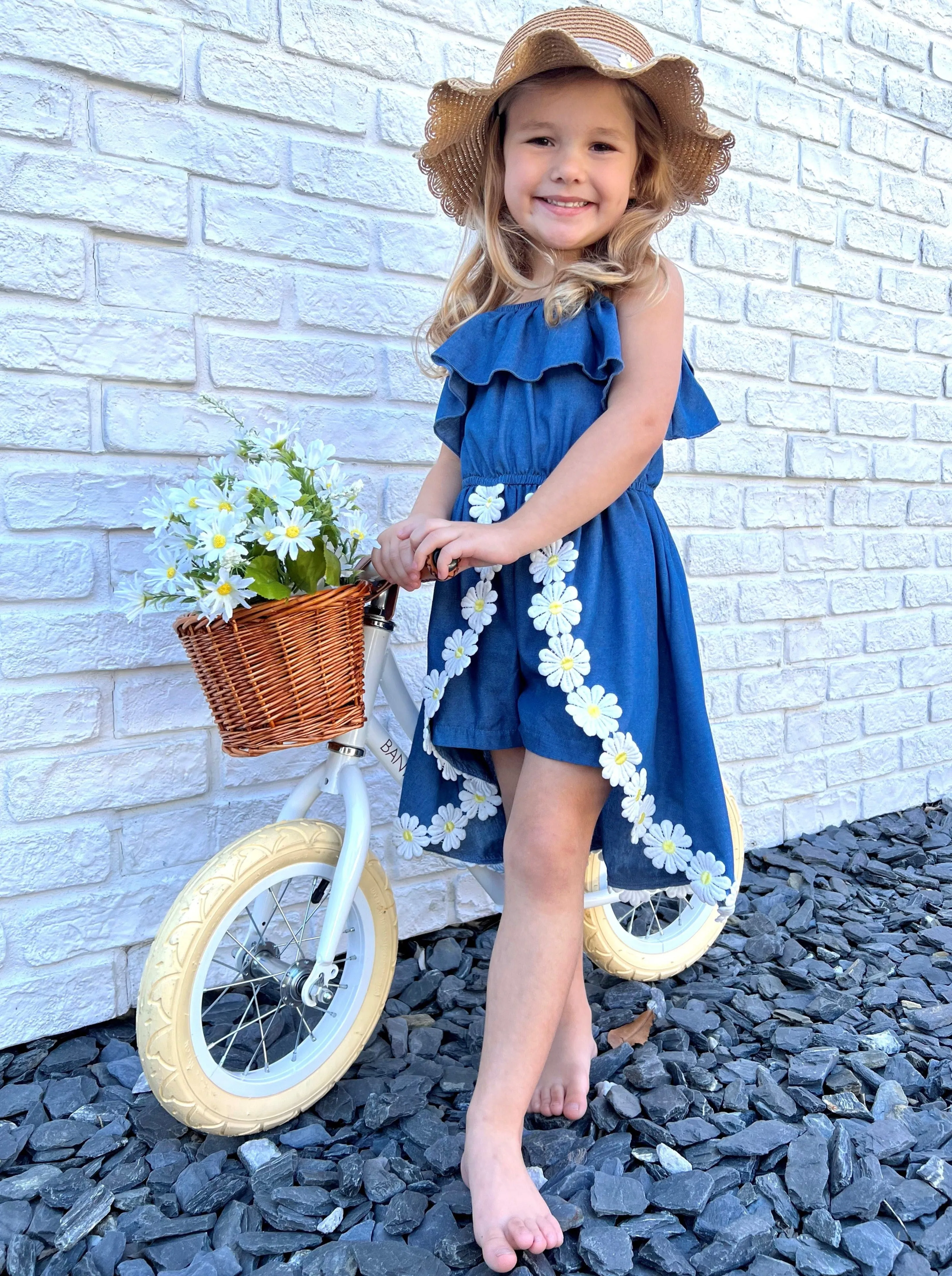 Make My Daisy Chambray Romper Dress