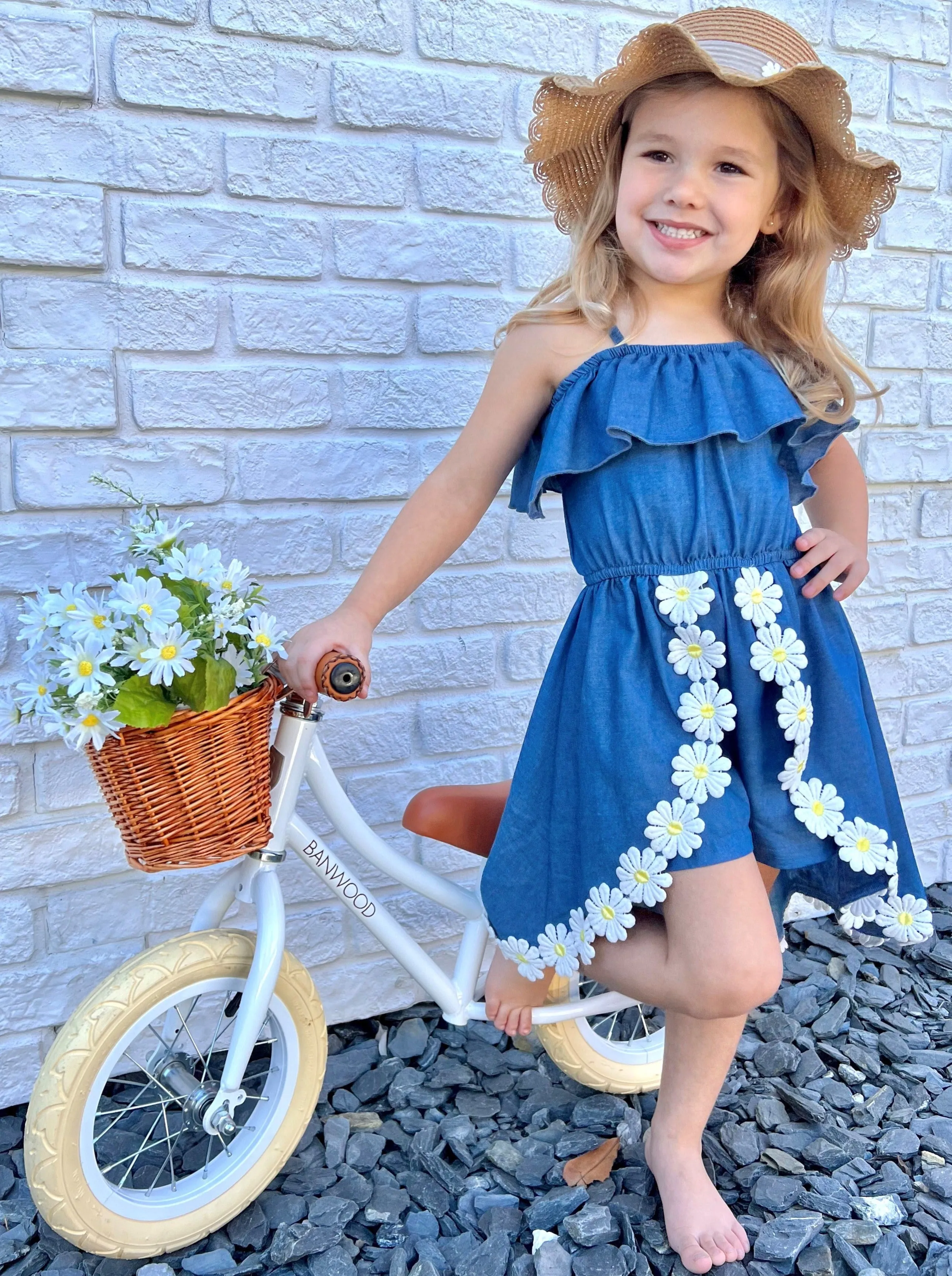 Make My Daisy Chambray Romper Dress