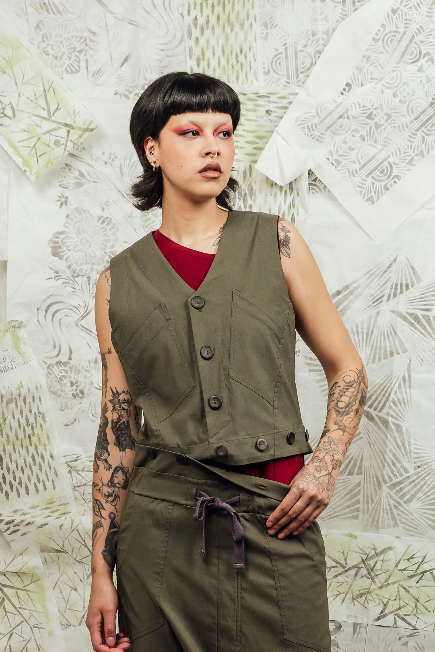 MAKOTO JUMPSUIT TOP - KHAKI