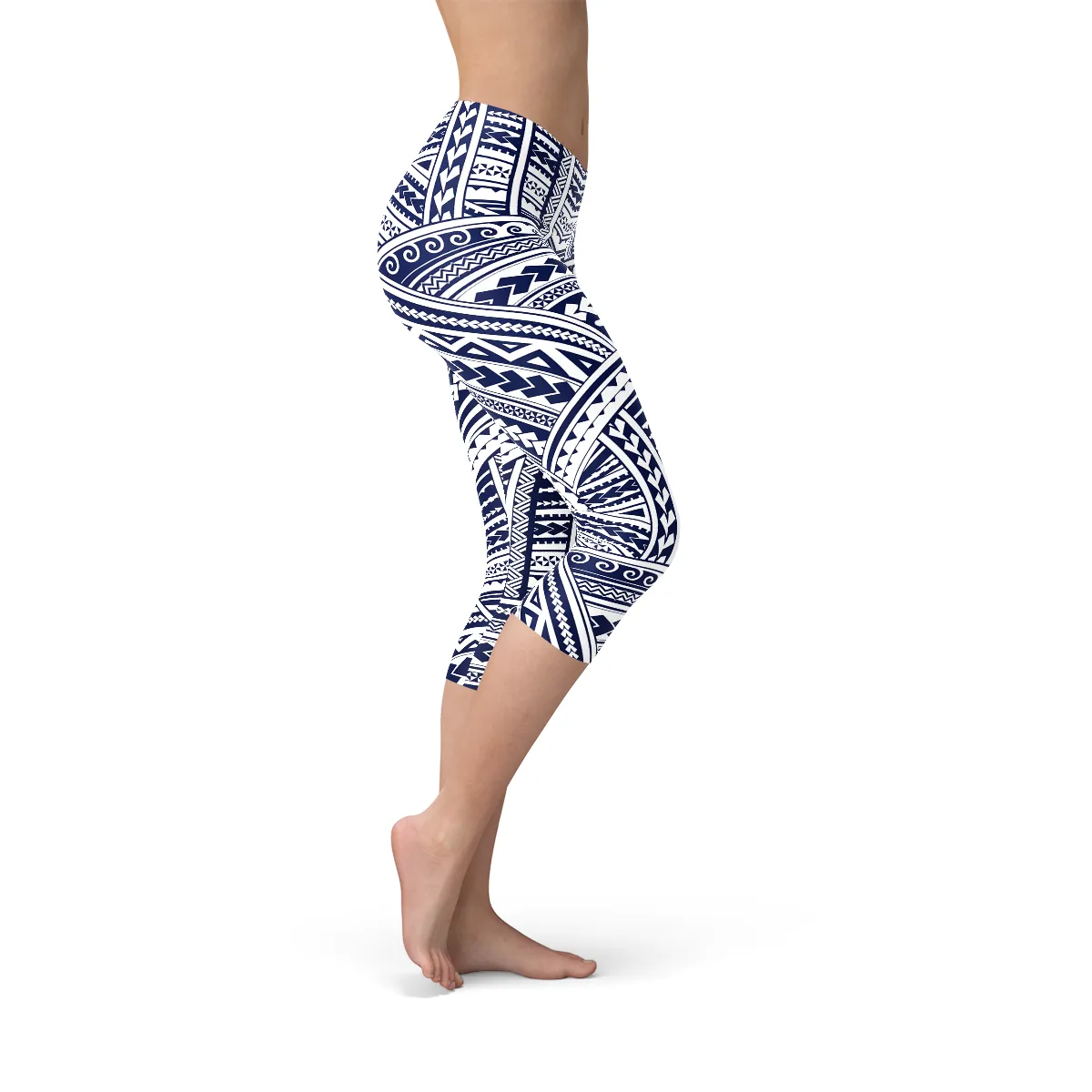 Maori-Inspired Polynesian Warrior Capri Leggings for Active Women