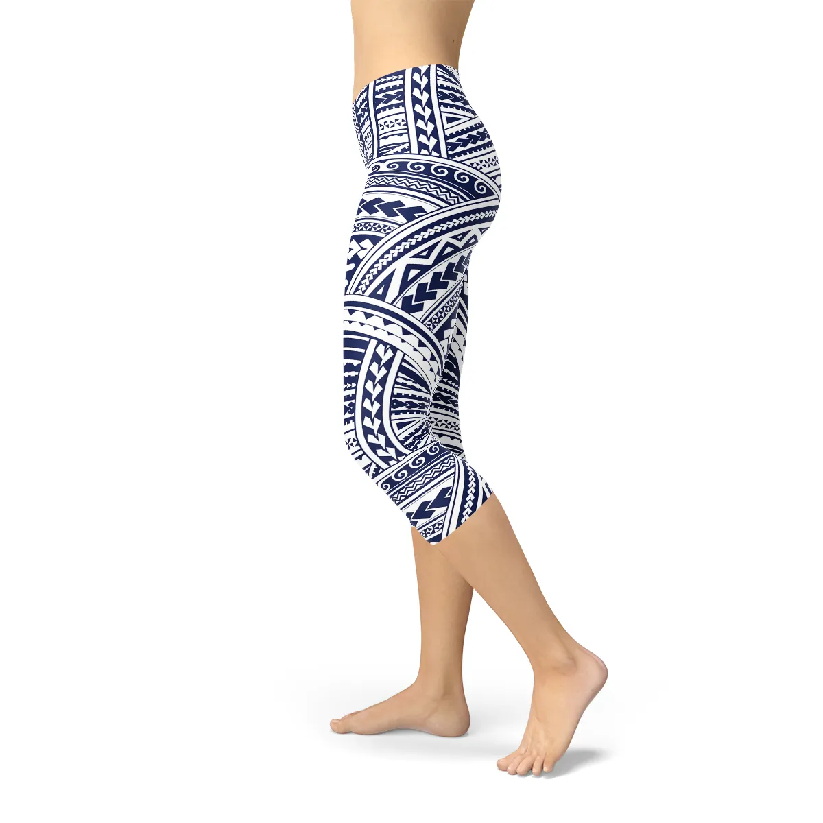 Maori-Inspired Polynesian Warrior Capri Leggings for Active Women