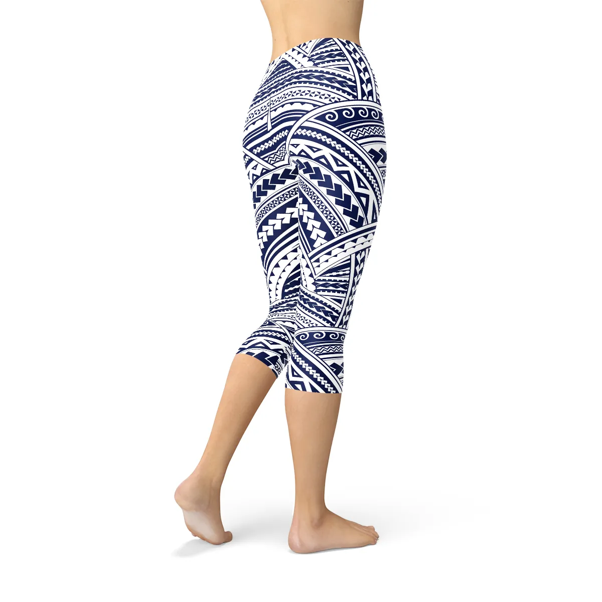 Maori-Inspired Polynesian Warrior Capri Leggings for Active Women