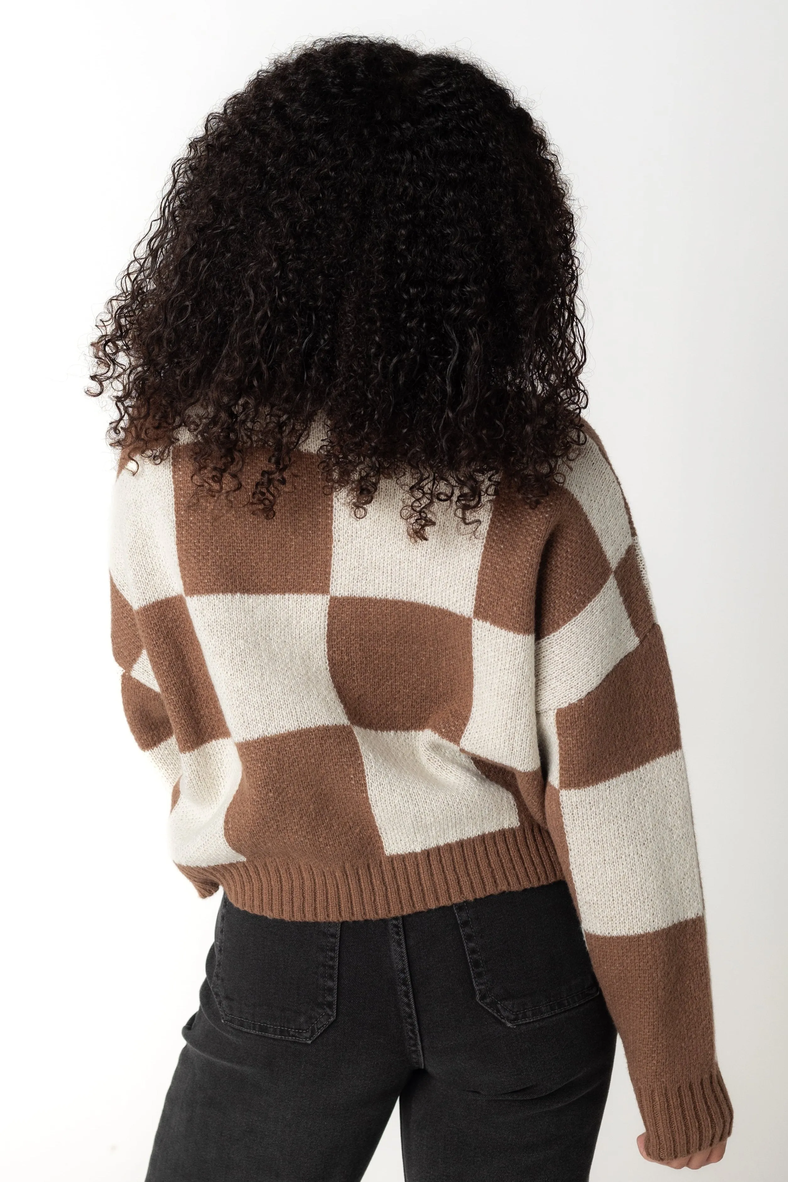 Martha Checkered Mock Knit Sweater