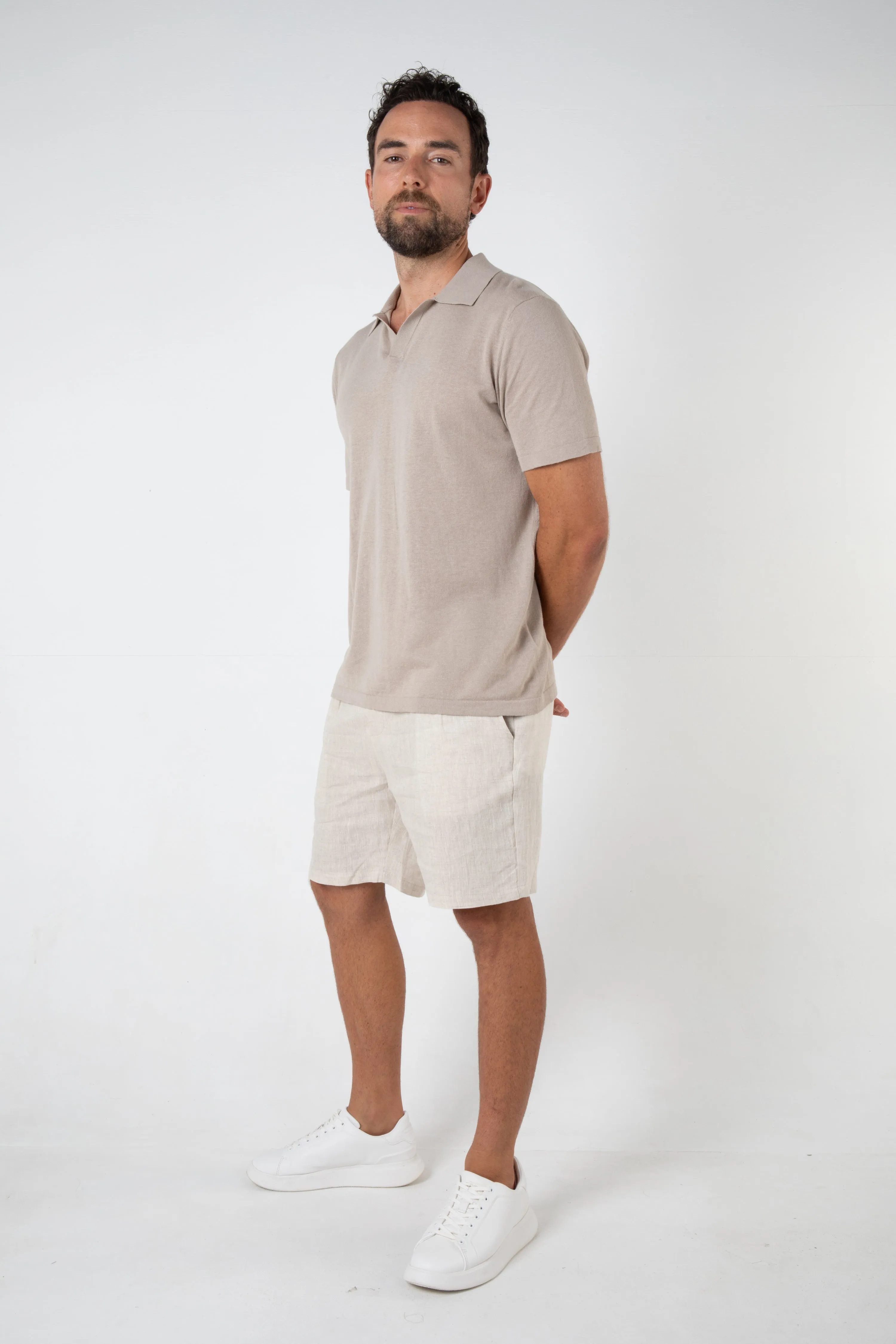 MAVERICK KNITTED POLO - SAND