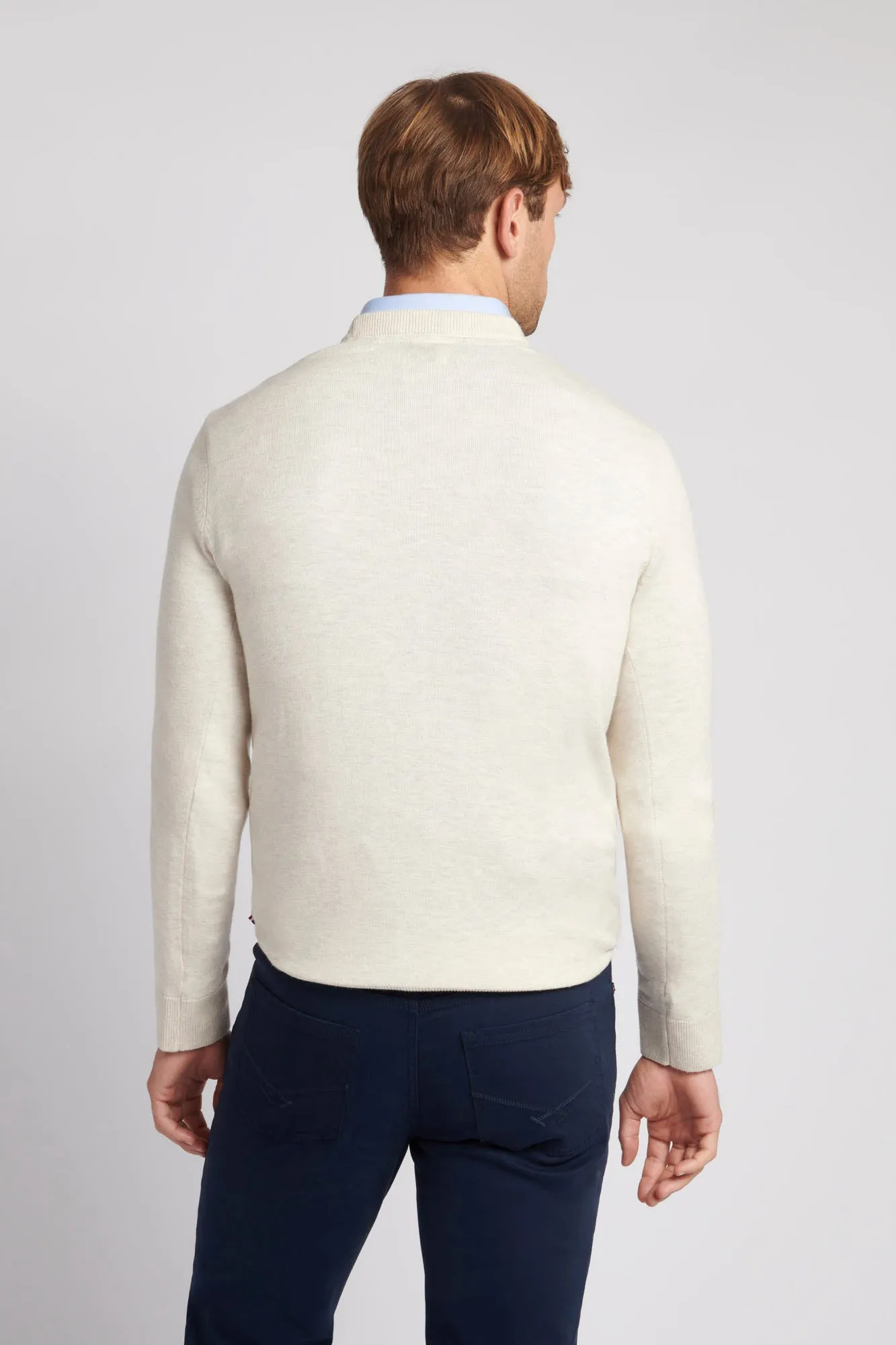 Mens Cotton Crewneck in Birch Marl