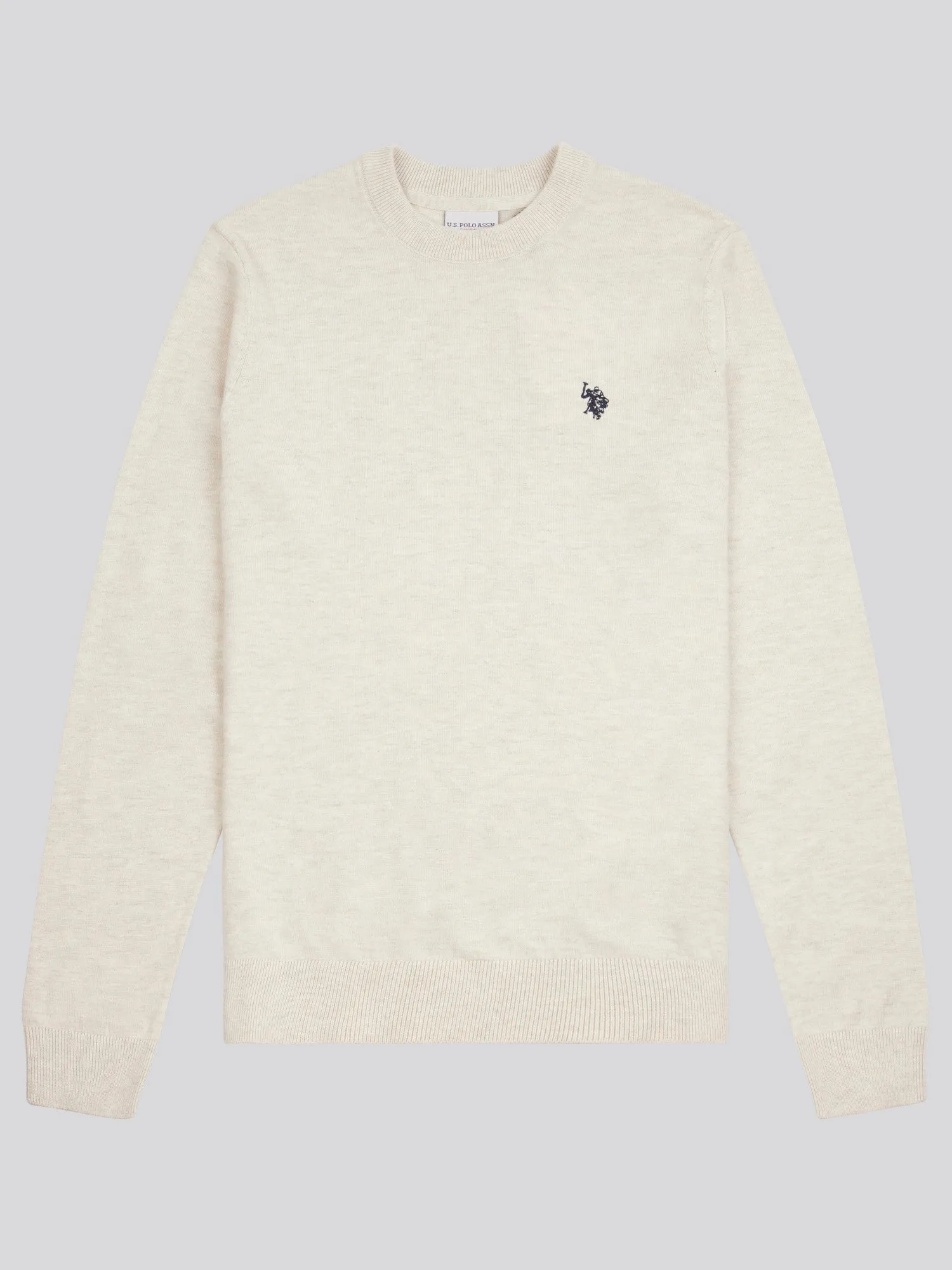 Mens Cotton Crewneck in Birch Marl