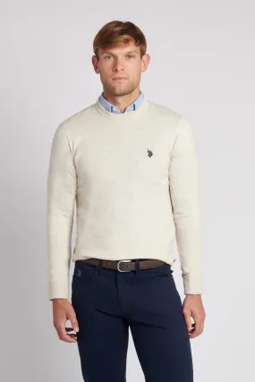 Mens Cotton Crewneck in Birch Marl