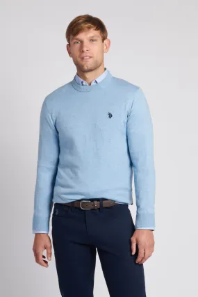 Mens Cotton Crewneck in Parisian Blue Marl