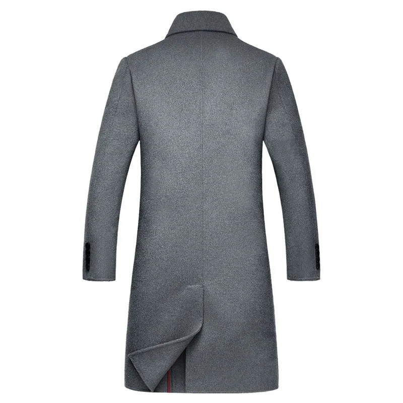 Men's Premium Quality Australian Wool Blend Double Breasted Long Trench Coat | XZ338