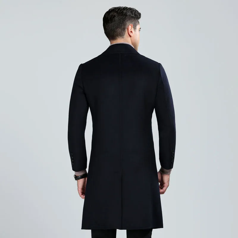 Men's Premium Quality Australian Wool Blend Double Breasted Long Trench Coat | XZ338