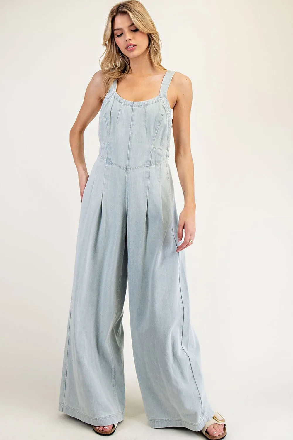 Mineral Washed Scoop Neck Jumpsuit