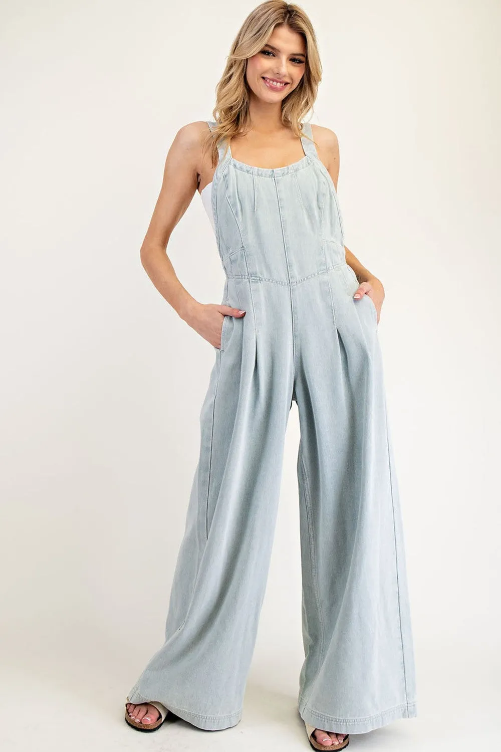 Mineral Washed Scoop Neck Jumpsuit