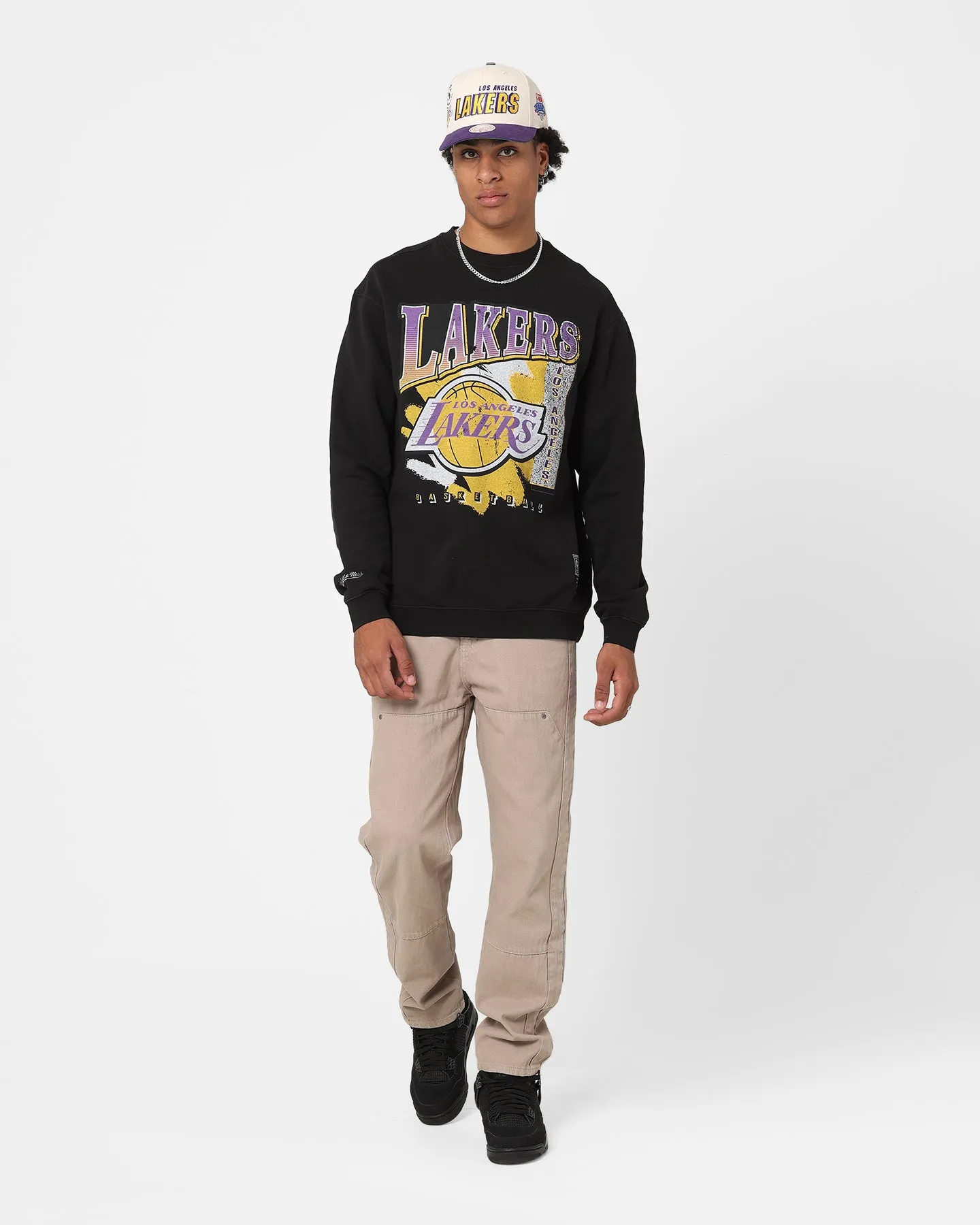 Mitchell & Ness Los Angeles Lakers Paintbrush Crewneck Faded Black