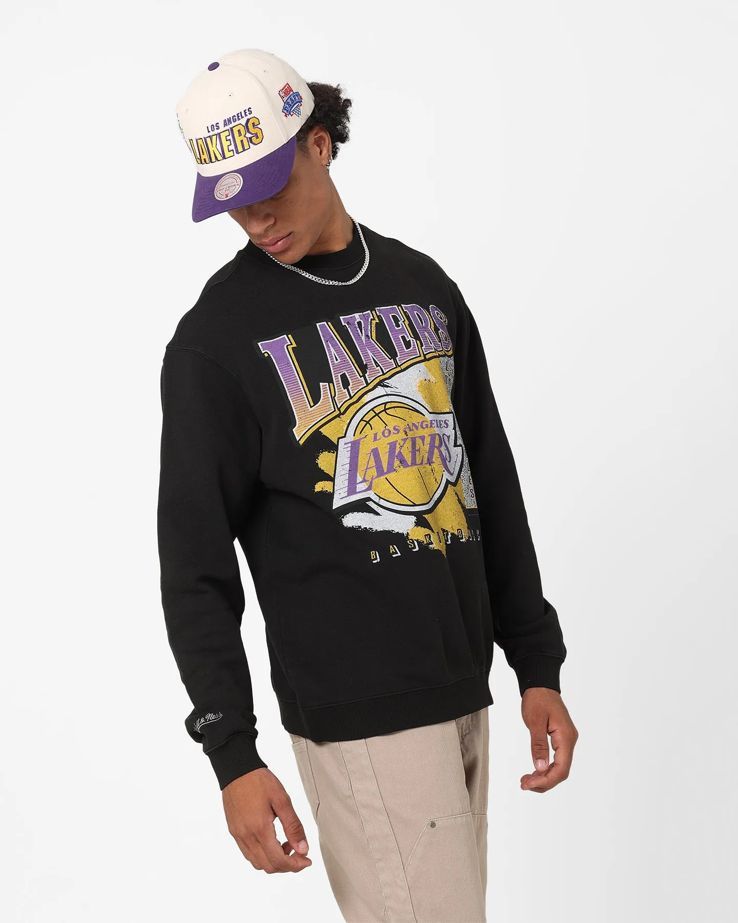 Mitchell & Ness Los Angeles Lakers Paintbrush Crewneck Faded Black