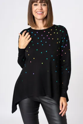 Multi Foil Spot Hanky Hem Jumper