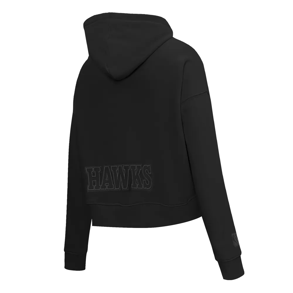 NBA ATLANTA HAWKS NEUTRAL WOMEN'S CROPPED PO HOODIE (BLACK)