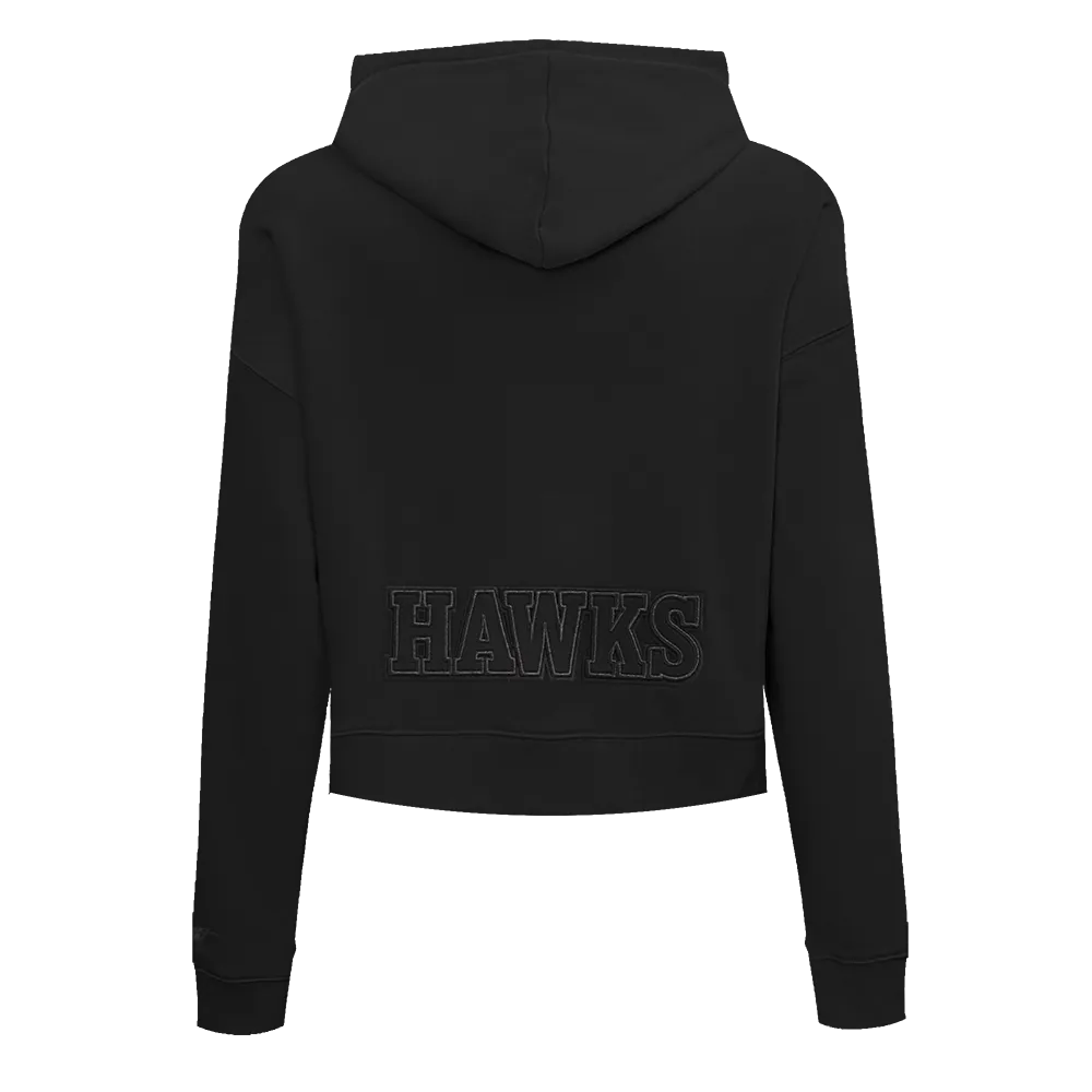 NBA ATLANTA HAWKS NEUTRAL WOMEN'S CROPPED PO HOODIE (BLACK)