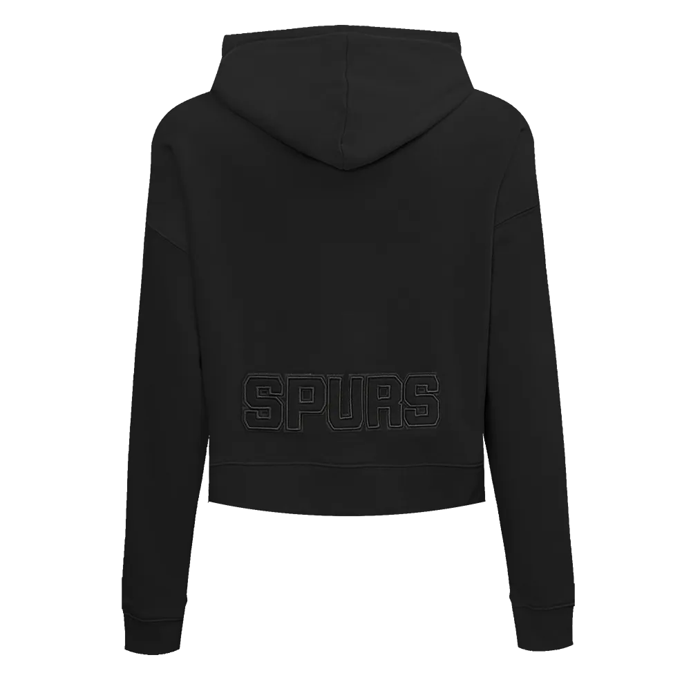 NBA SAN ANTONIO SPURS NEUTRAL WOMEN'S CROPPED PO HOODIE (BLACK)