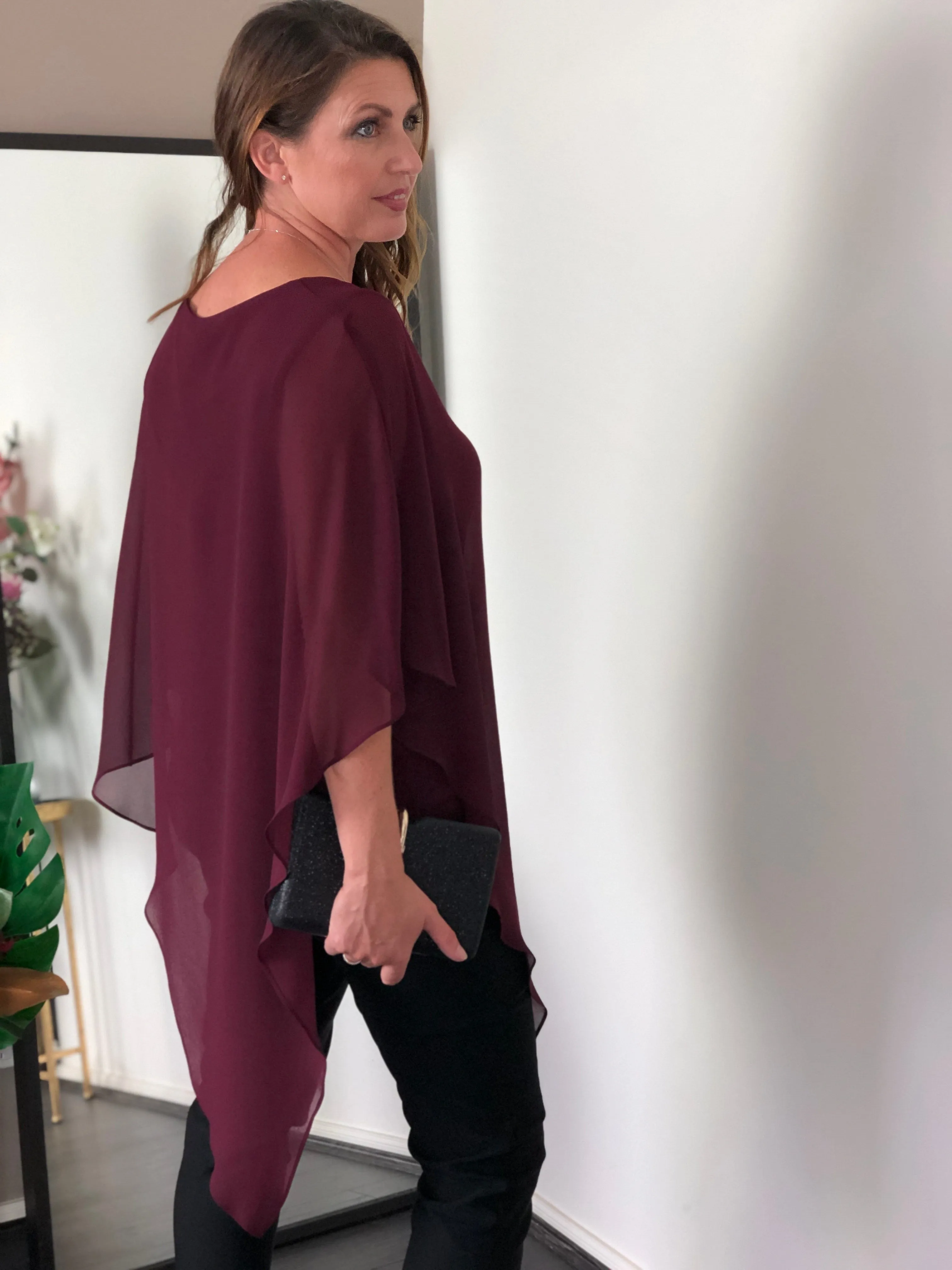 Nessa Burgundy Layered Top