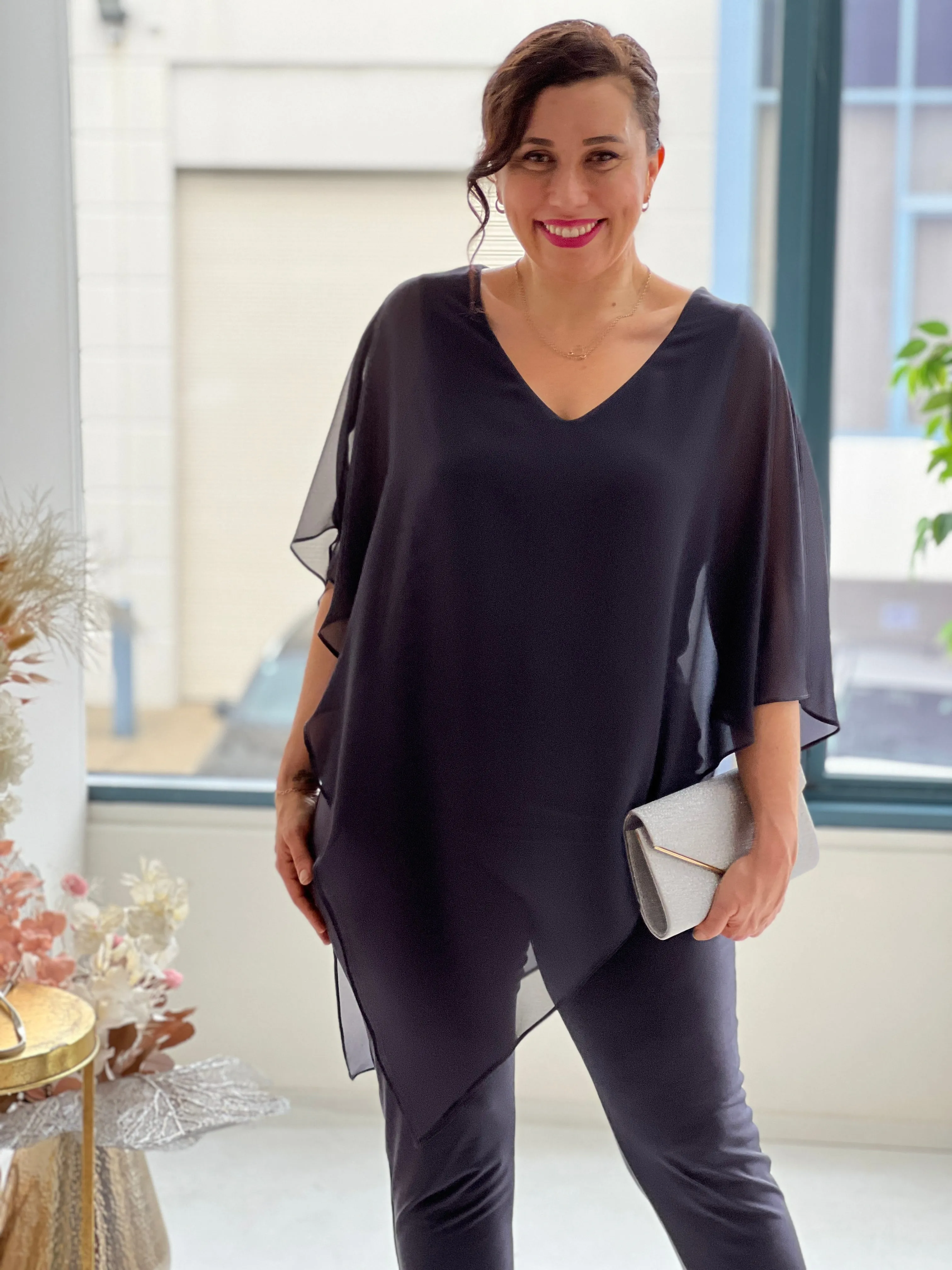 Nessa Charcoal Evening Top