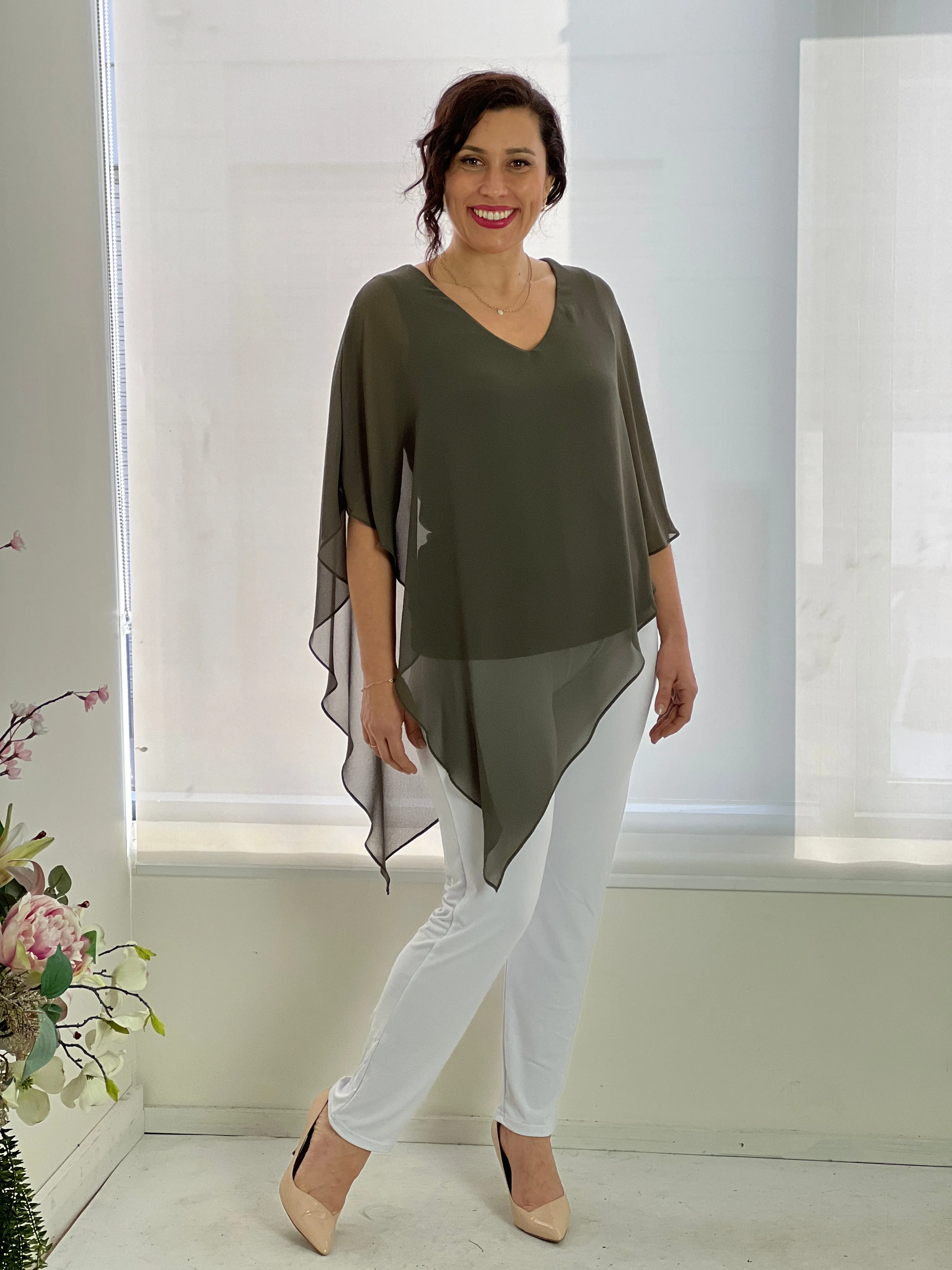 Nessa Khaki Evening Top