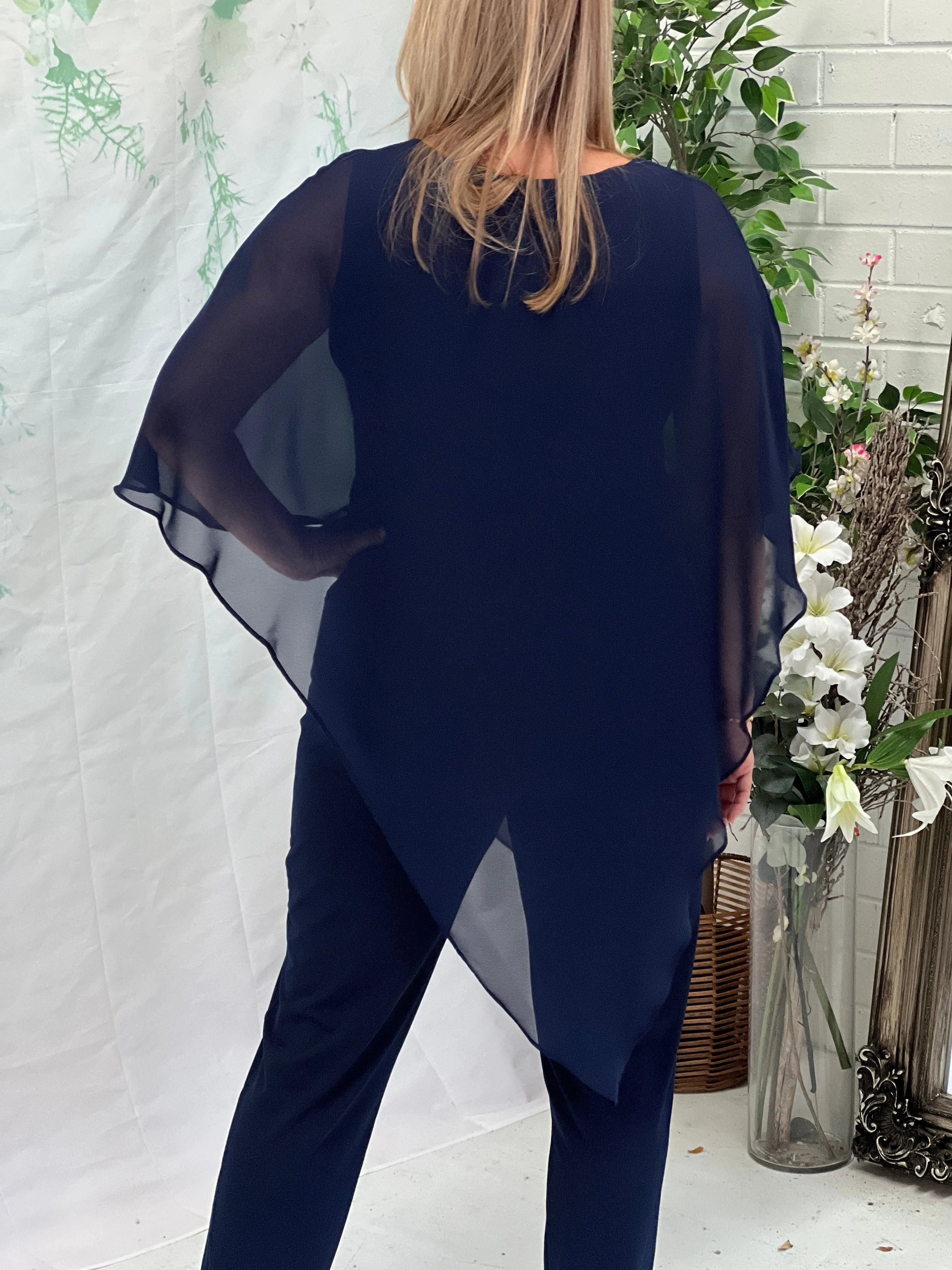 Nessa Navy Evening Top