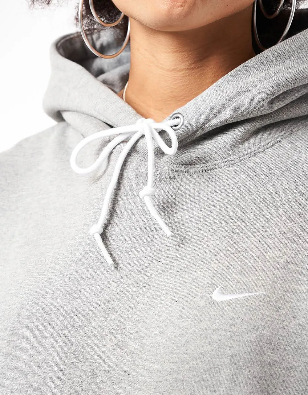 Nike Solo Swoosh Pullover Hoodie - Dark Grey Heather/White