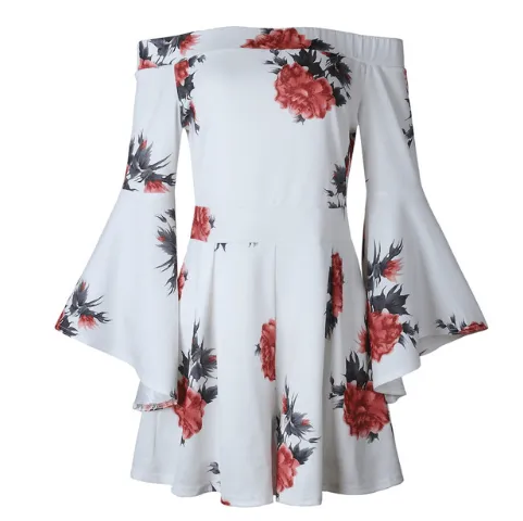 OFF-THE-SHOULDER FLORAL ROMPER WITH FLARE SLEEVES