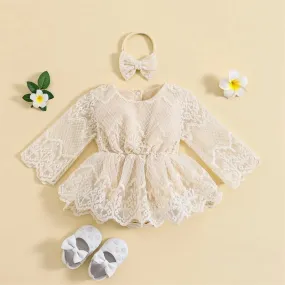 Off White Lace Romper Dress with Pichwork Plaid Skirt #10020036