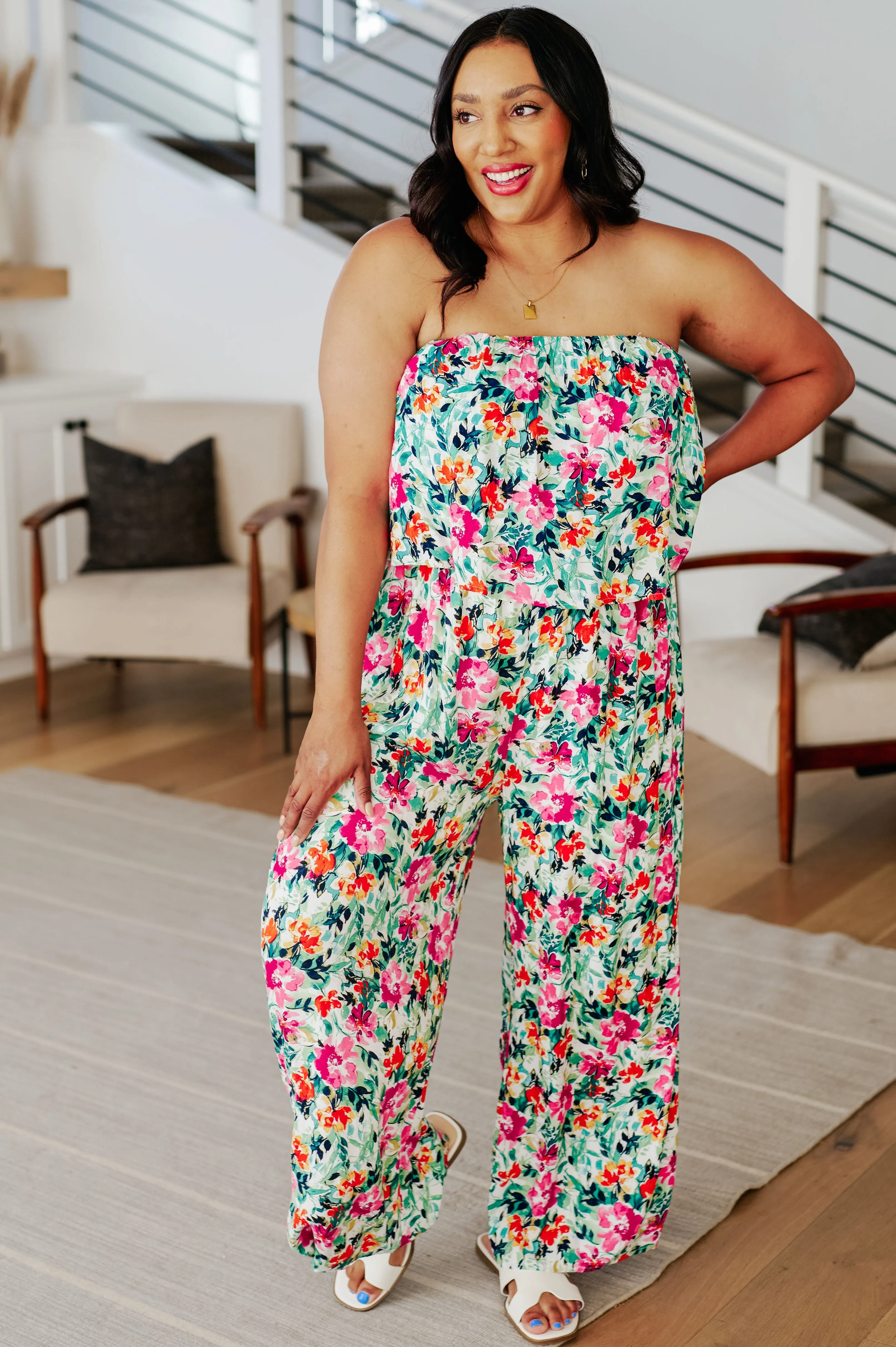 *Online Exclusive* Life of the Party Floral Jumpsuit in Green