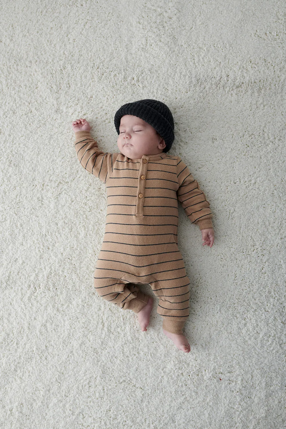 Organic recycled stripes baby jumpsuit