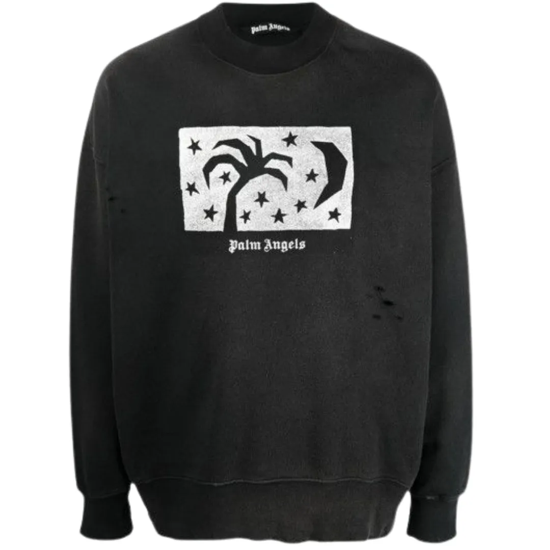 Palm Angels Nightsky Design Black Sweatshirt