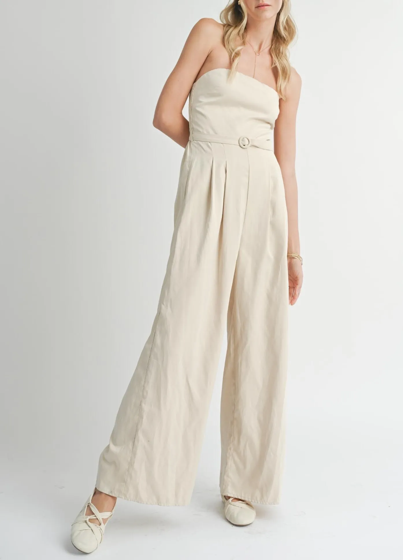 Past Midnight Tube Jumpsuit | Cream