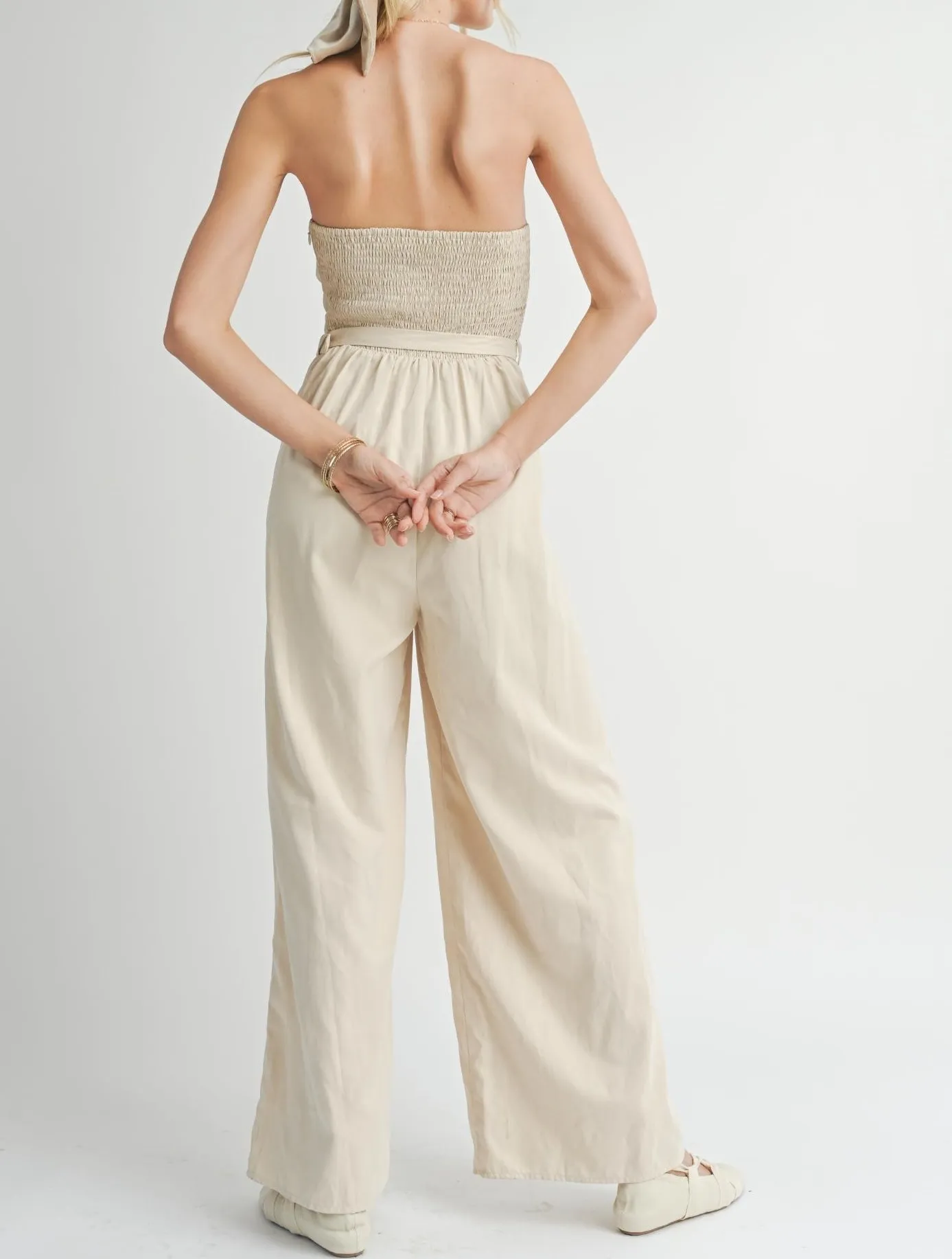 Past Midnight Tube Jumpsuit | Cream