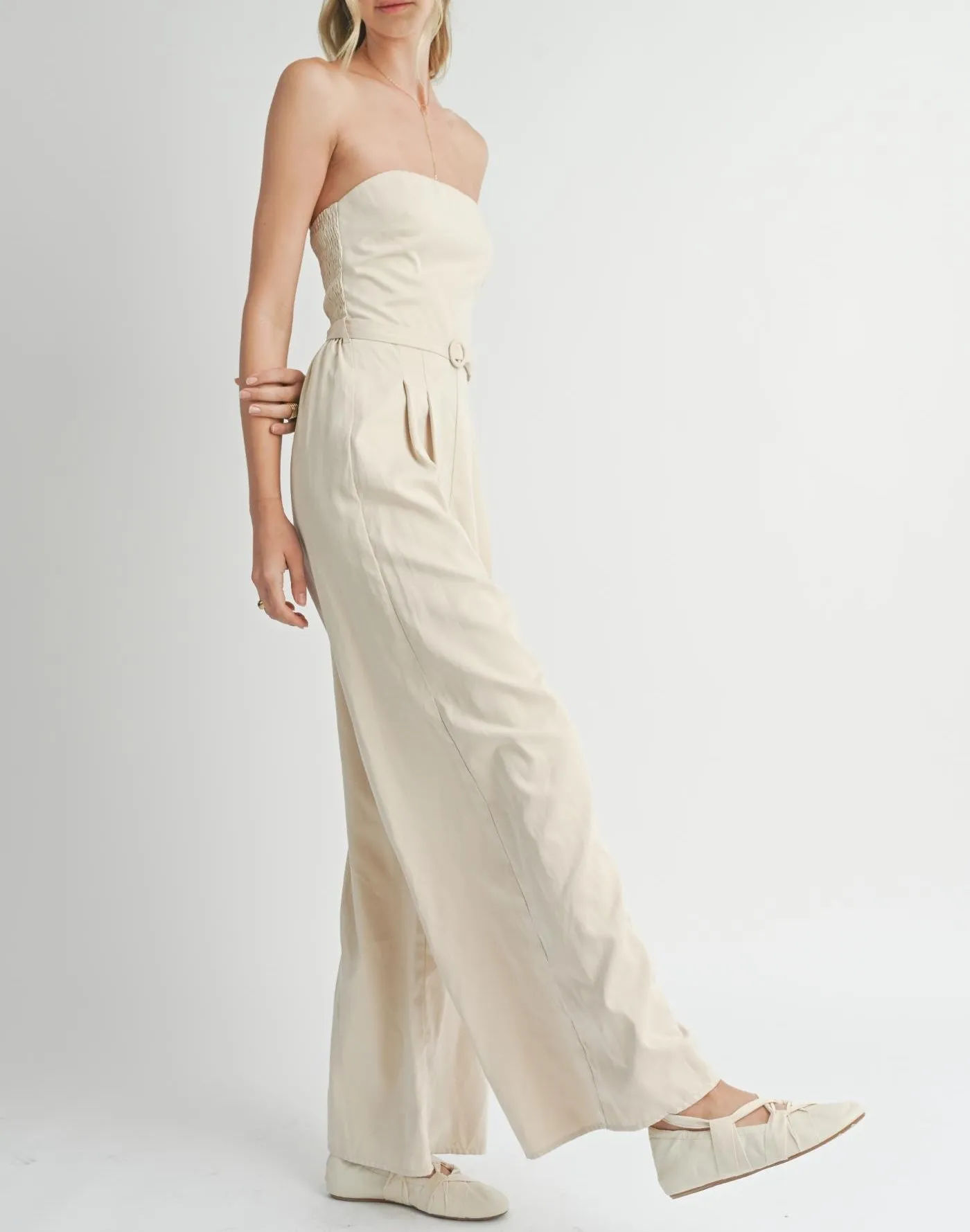 Past Midnight Tube Jumpsuit | Cream