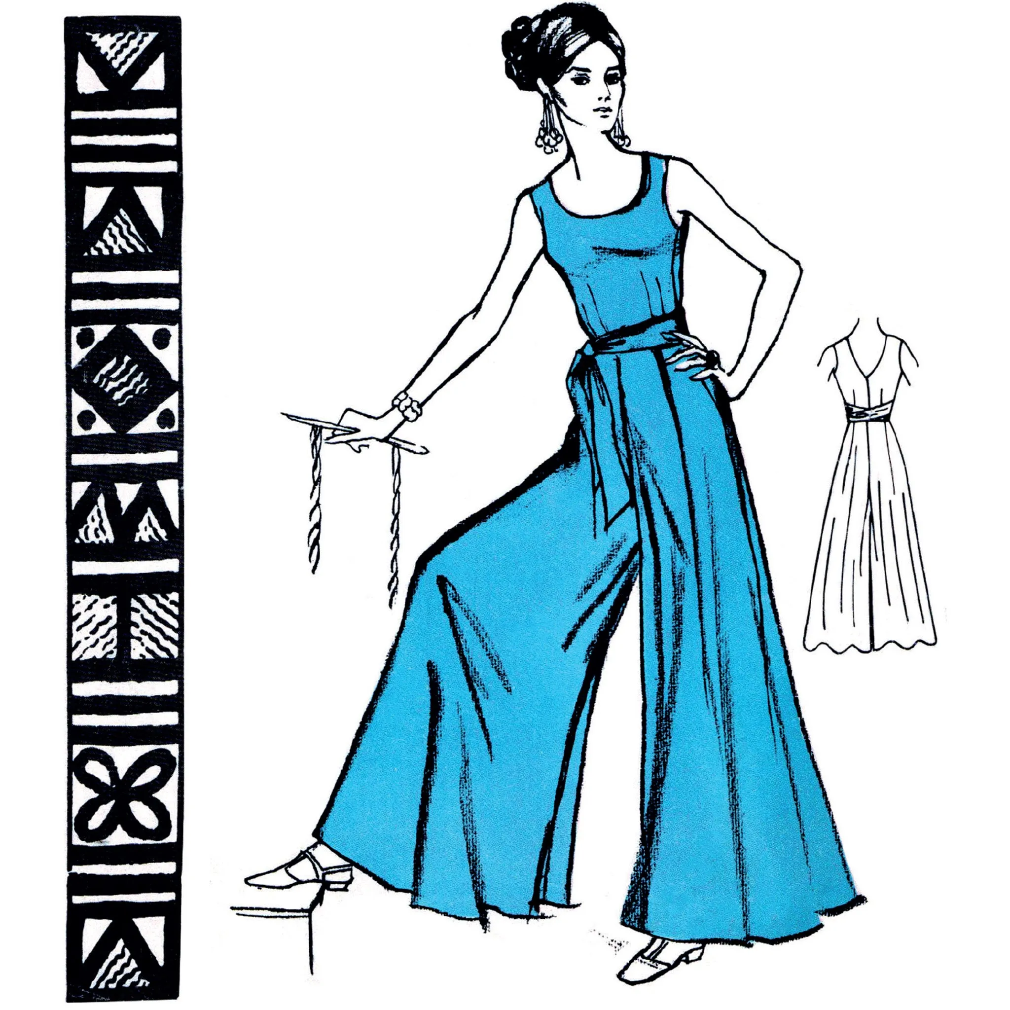 PDF - 1970s Sewing Pattern, Jumpsuit - Bust: 36” (91cm) - Download