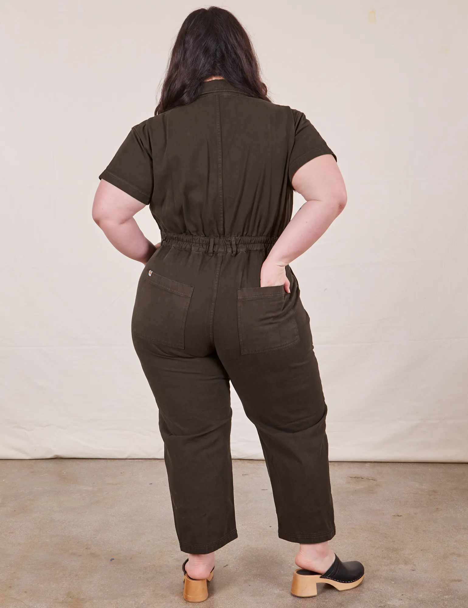 Petite Short Sleeve Jumpsuit - Espresso Brown