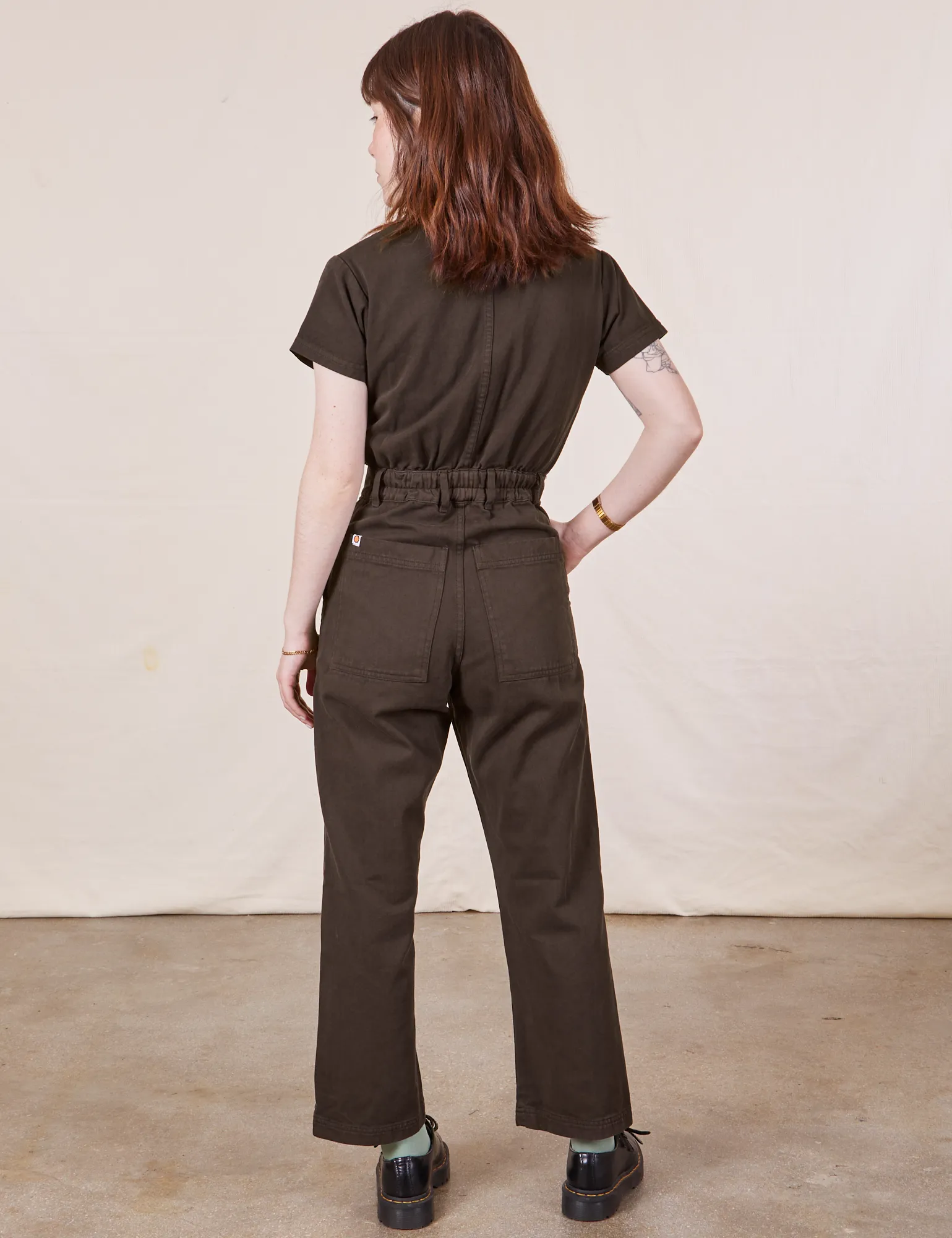 Petite Short Sleeve Jumpsuit - Espresso Brown