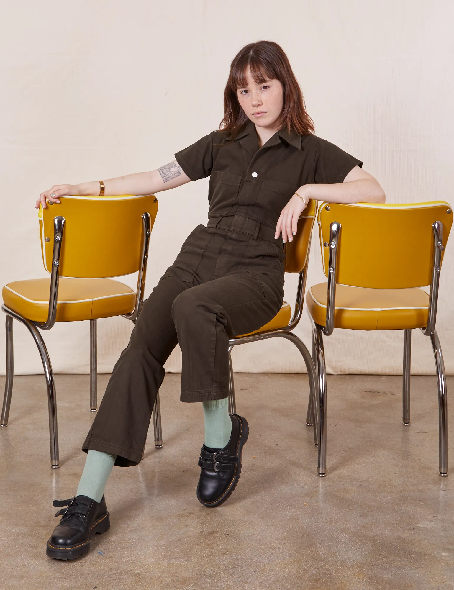 Petite Short Sleeve Jumpsuit - Espresso Brown