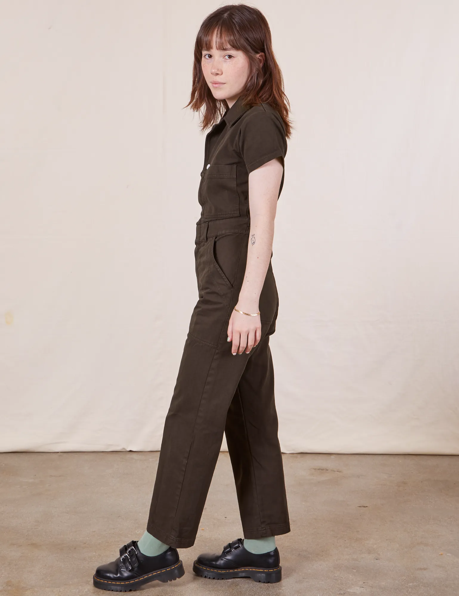 Petite Short Sleeve Jumpsuit - Espresso Brown