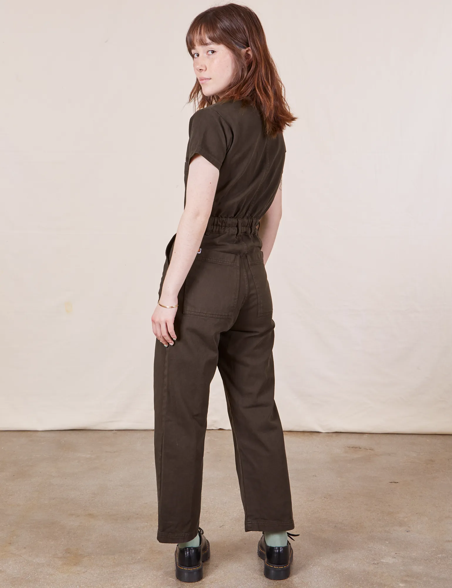 Petite Short Sleeve Jumpsuit - Espresso Brown