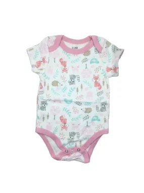 Pink Woodland Animals Short Sleeve Romper