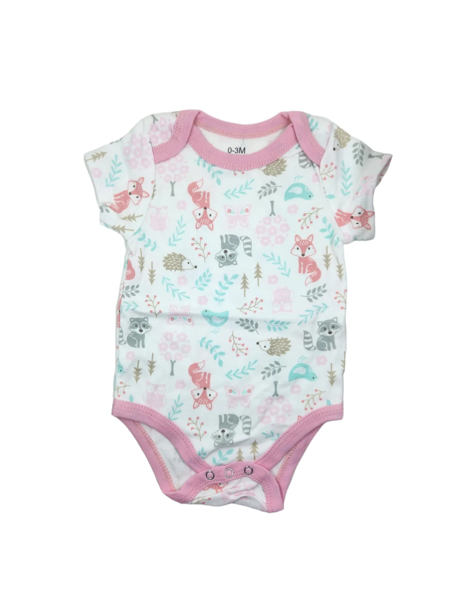 Pink Woodland Animals Short Sleeve Romper