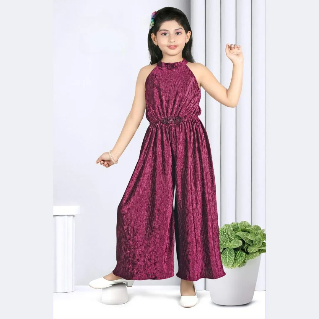 Pleated Velvet Jump Suit for Girls